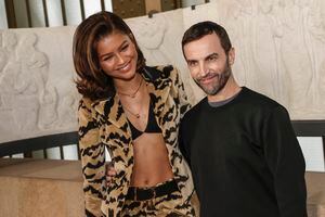 Chloe Grace Moretz and designer Nicolas Ghesquiere pose for photographers  following the Louis Vuitton Fall/Winter 2023-2024 ready-to-wear collection  presented Monday, March 6, 2023 in Paris. (Vianney Le Caer/Invision/AP  Stock Photo - Alamy