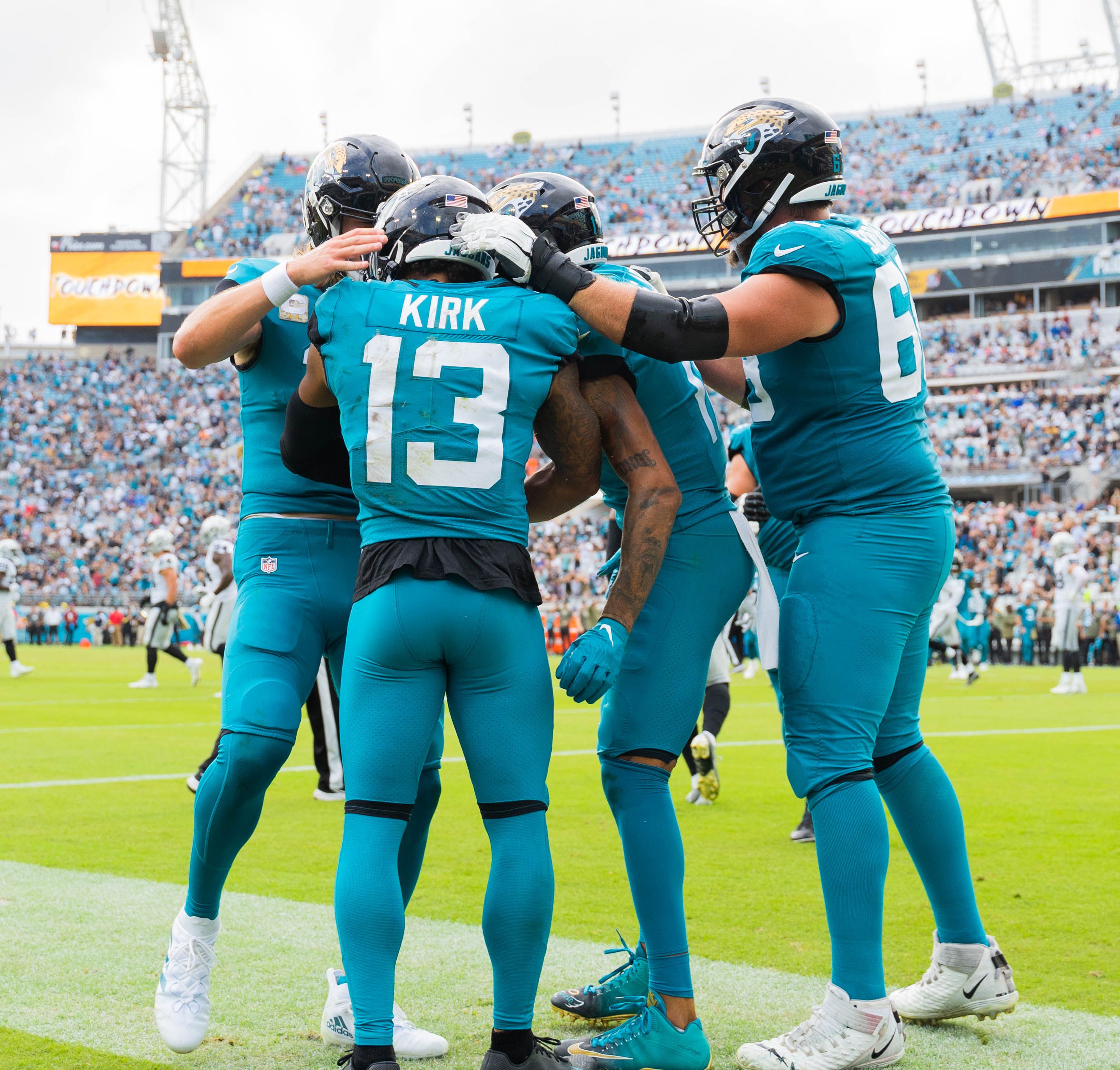 Jacksonville Jaguars - Black jerseys, teal pants this week for