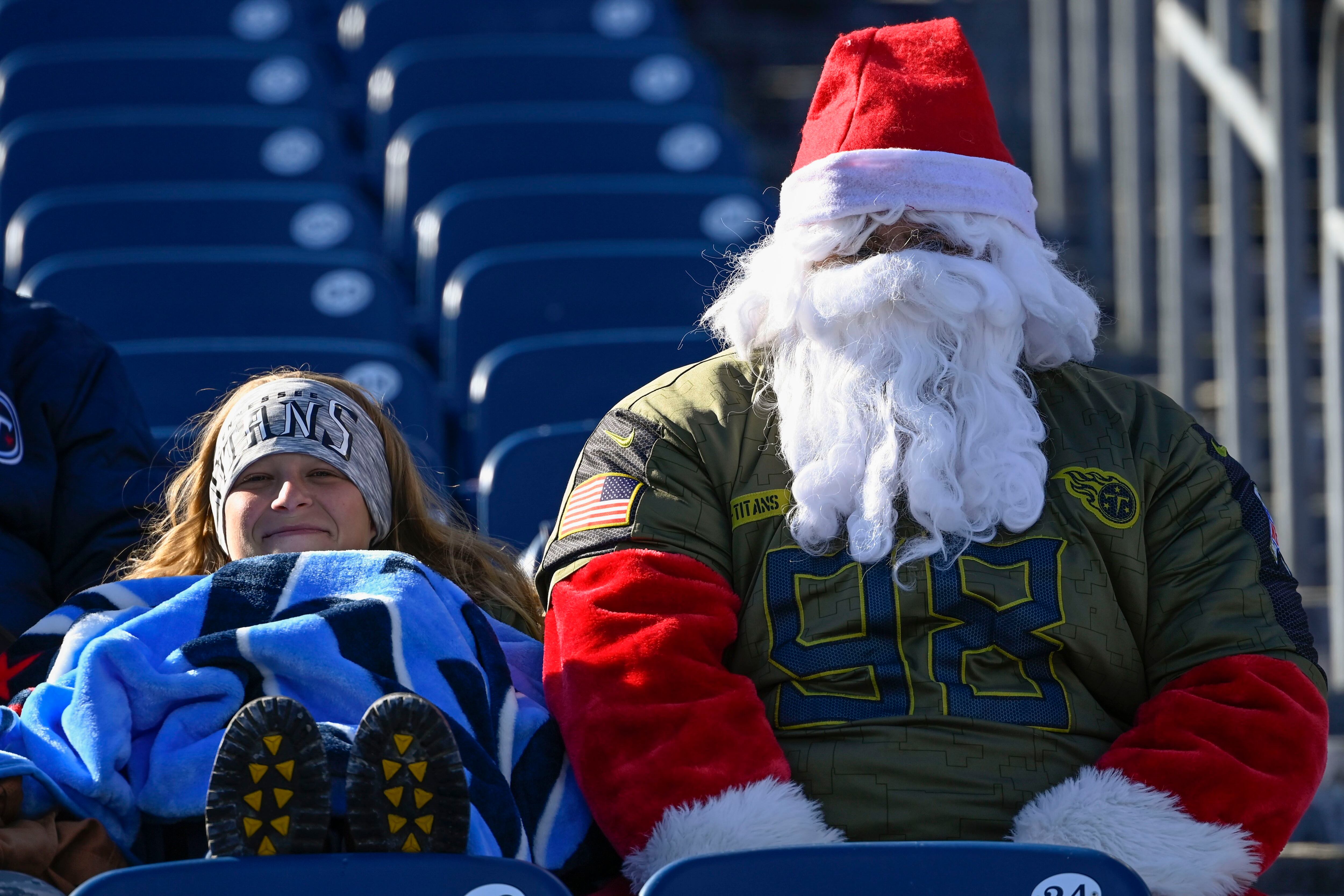 Tennessee Titans Santa Sitting On Houston Texans Toilet And Step