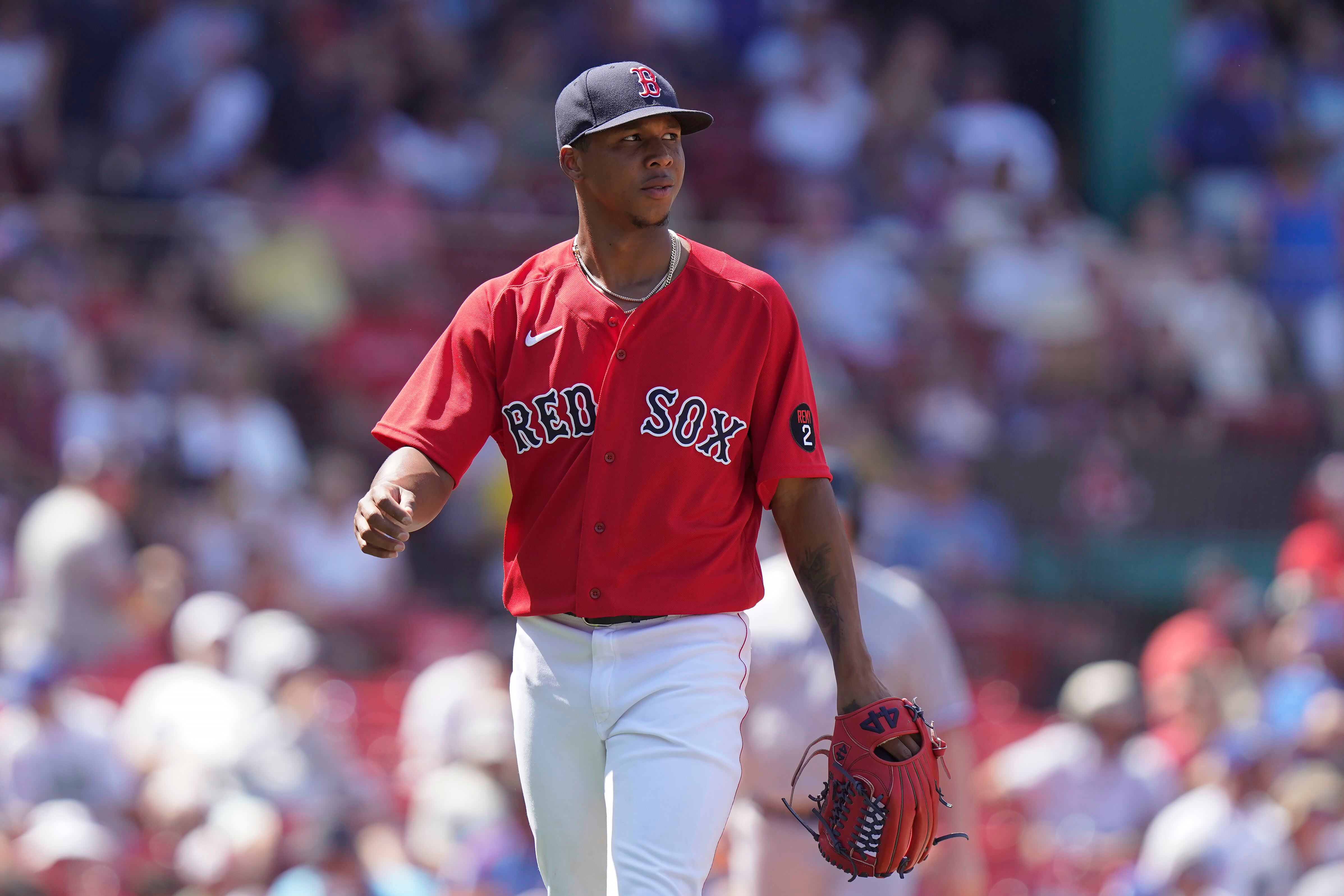 Brayan Bello of the Boston Red Sox reacts during the eighth inning