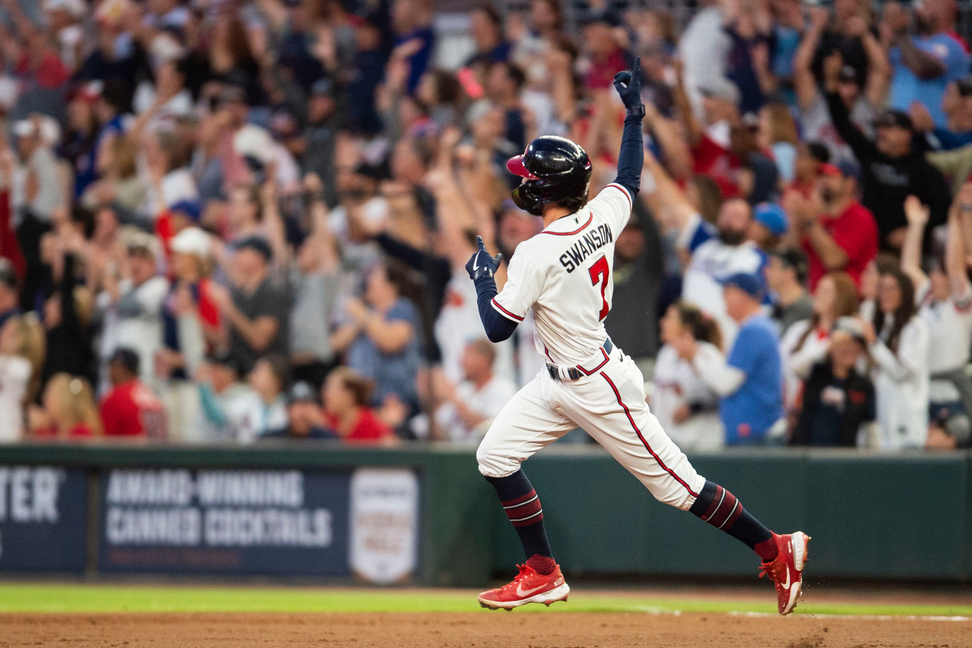 Ozzie Albies Game Used Road Navy Postseason Jersey - Home Run - Worn  4/23/19 and 10/7/19