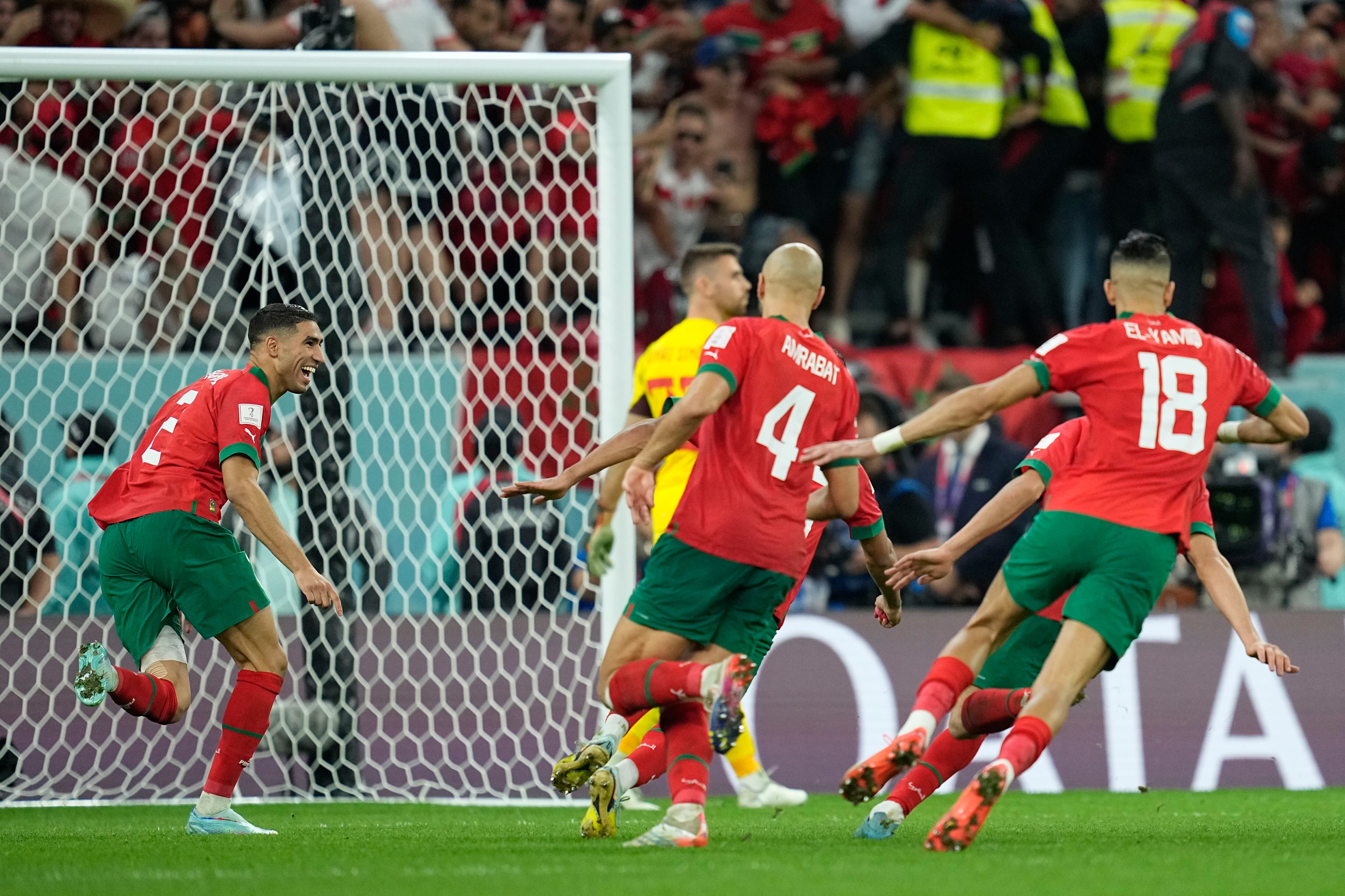 Achraf Hakimi converts a penalty kick to send Morocco to the