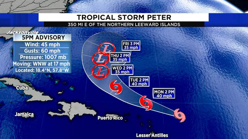 NHC names 16th storm of the season, Tropical Storm Peter