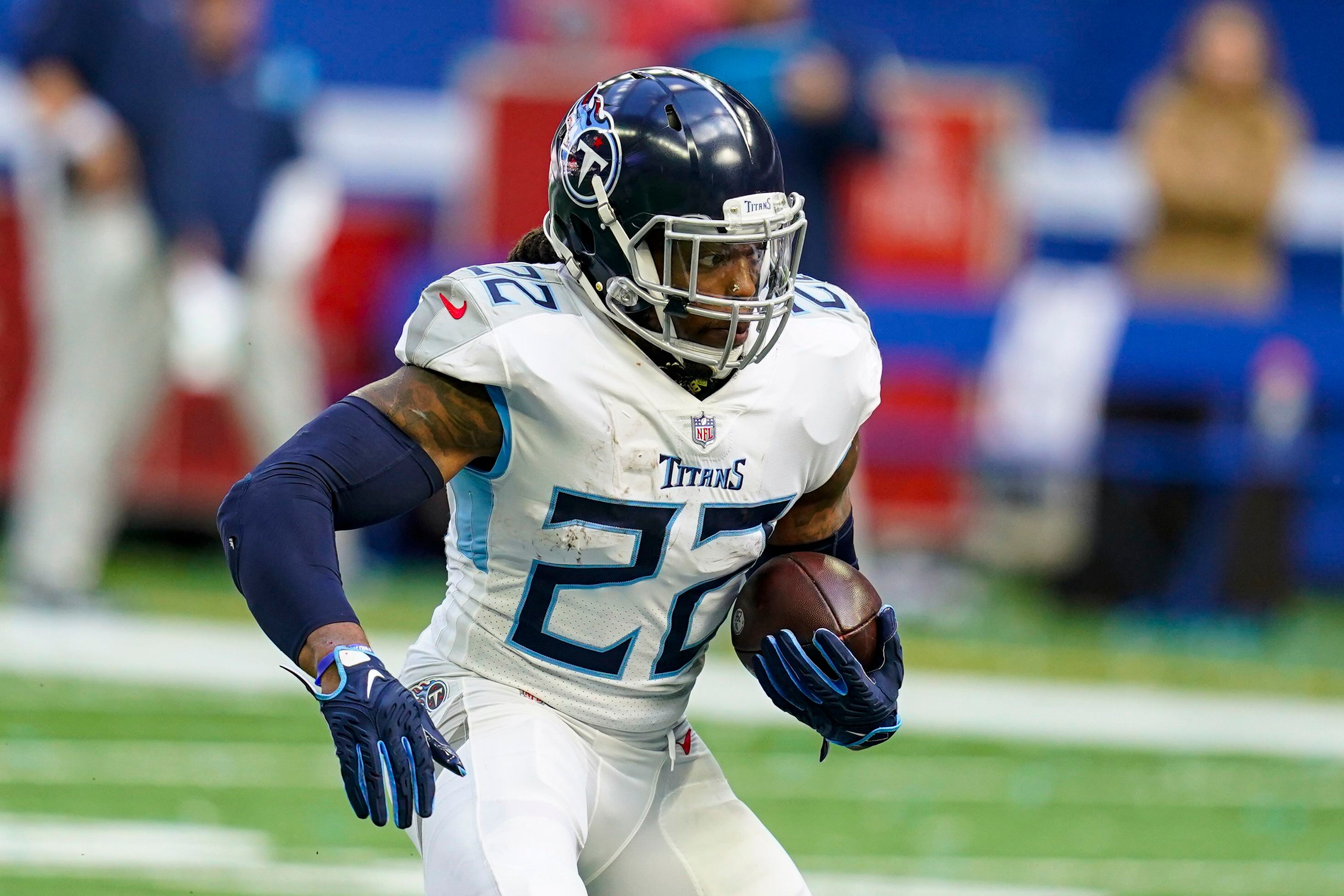 Houston, TX, USA. 3rd Jan, 2021. Tennessee Titans running back Derrick  Henry (22) during the 1st quarter of an NFL football game between the Tennessee  Titans and the Houston Texans at NRG