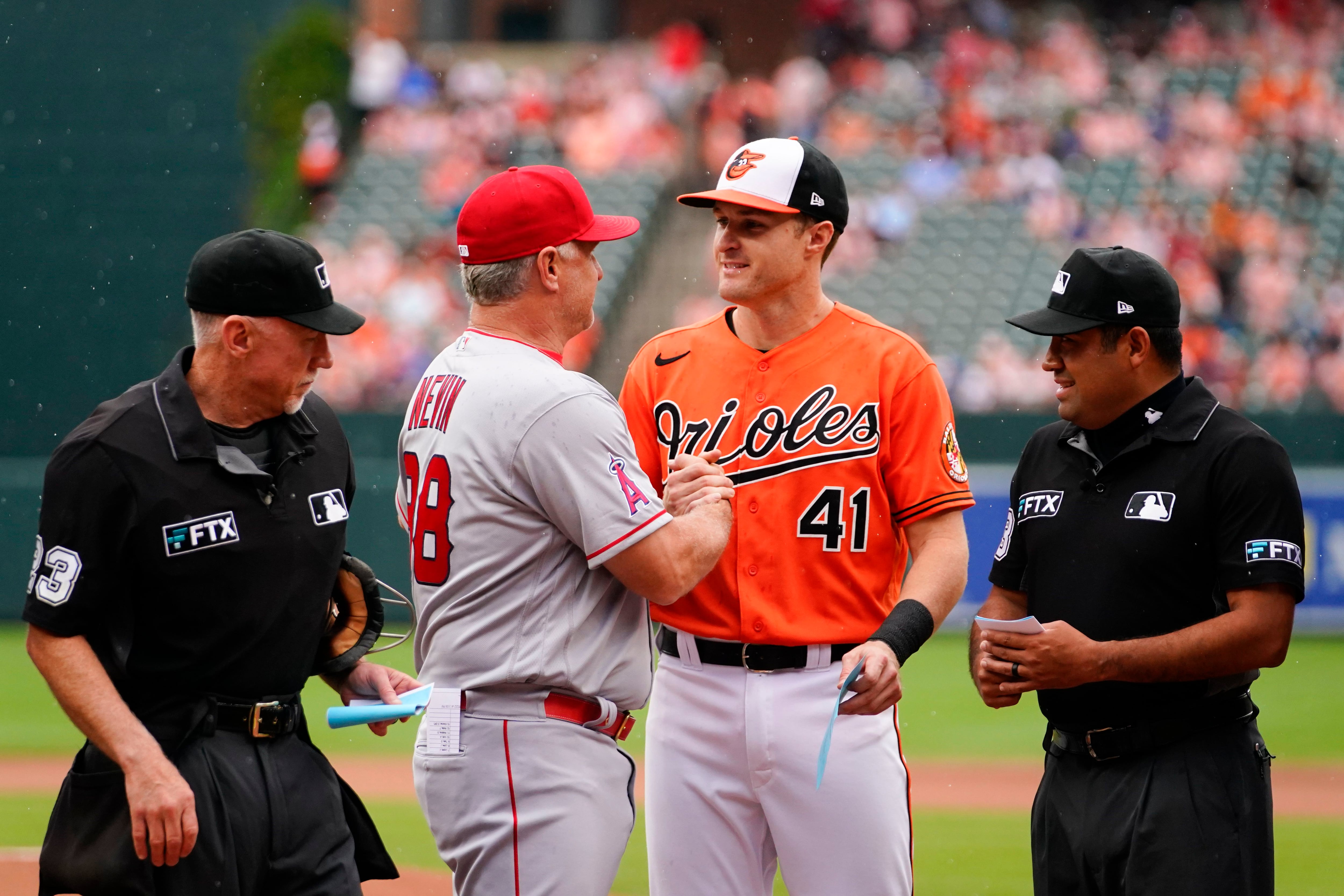 Baltimore Orioles relief pitcher Bruce Zimmermann watches the ball