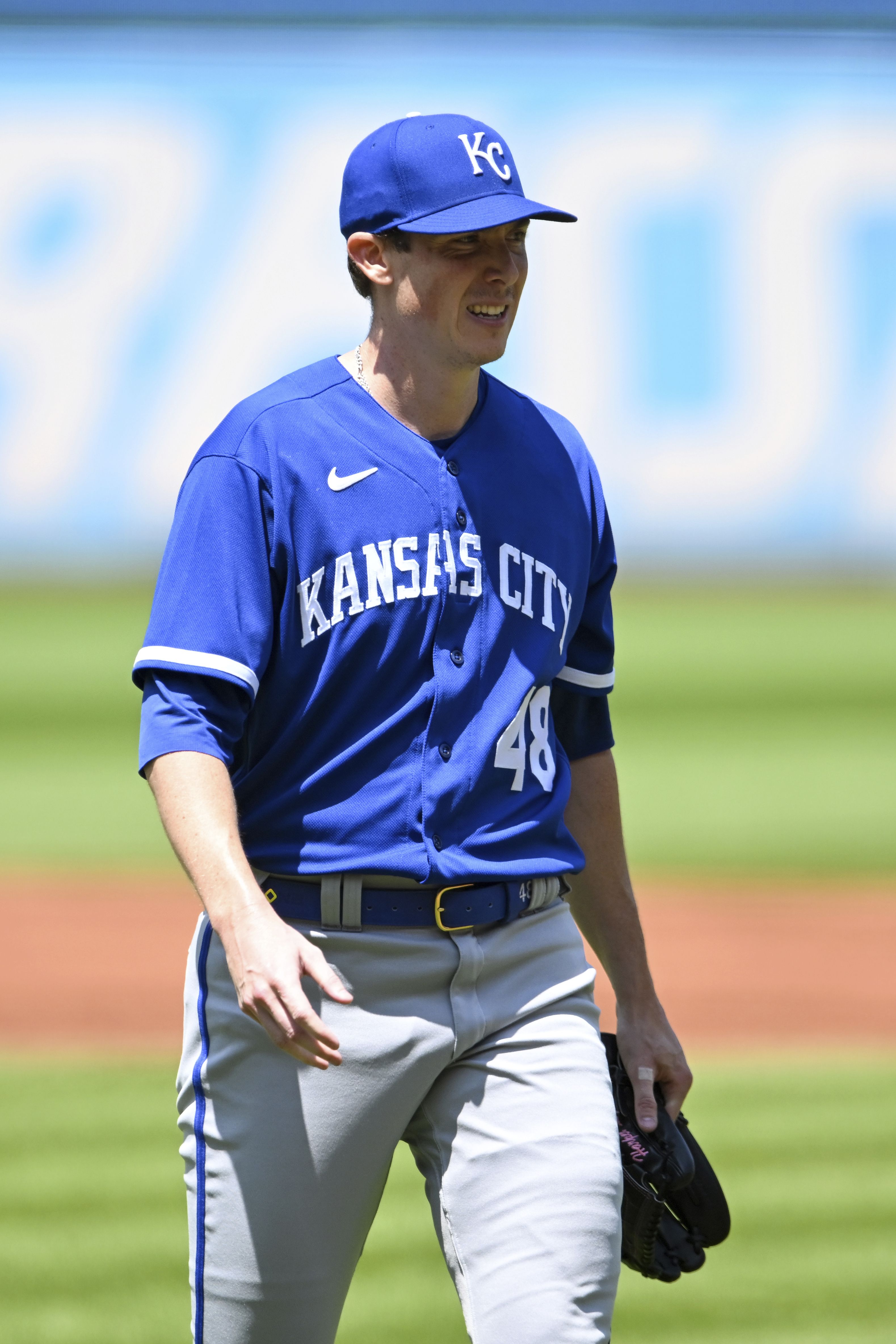 Photo: Royals Kyle Isbel Dives Toward Home Plate on Opening Day