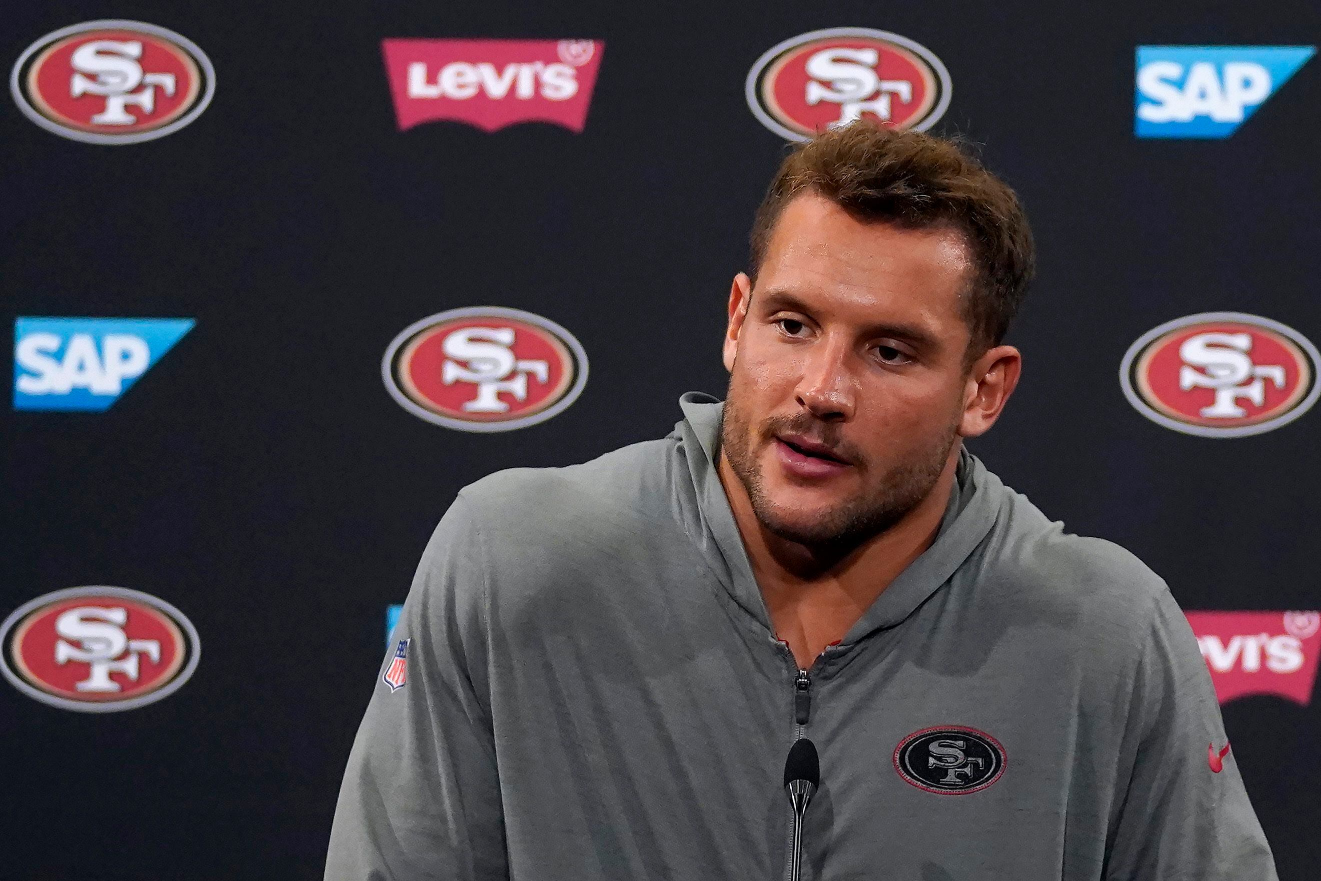 Saving it for Sunday? 49ers' Bosa has little to say before meeting